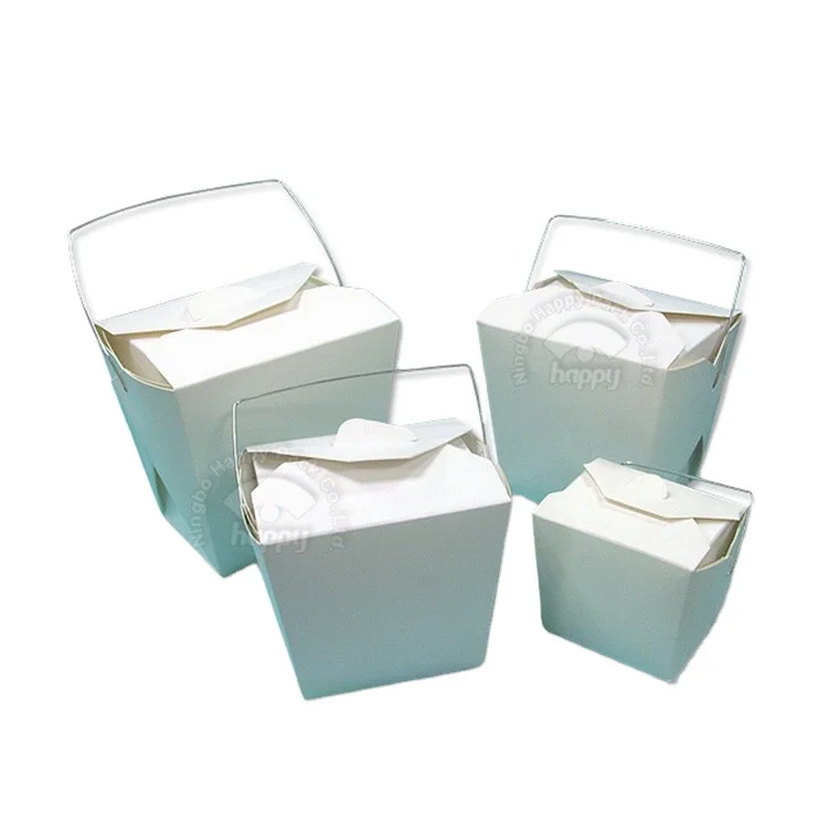 4oz 8oz 10oz 12oz 16oz custom printedcolour logo paper square food noodle boxes with handle