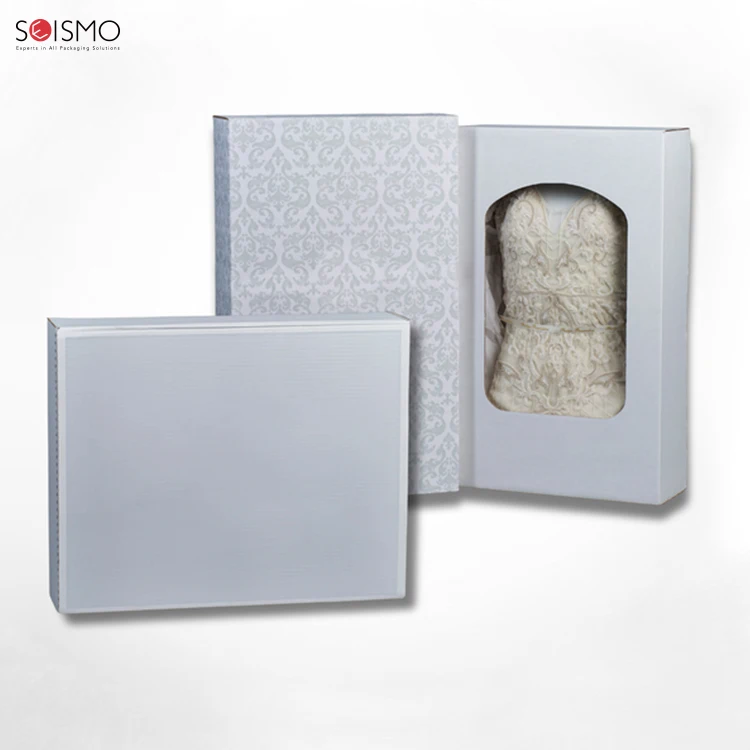 Custom Logo Big Size Preservation Luxury Package Cardbox Gift Fashion Packaging Box With Handle Clear Lid For Wedding Dresses