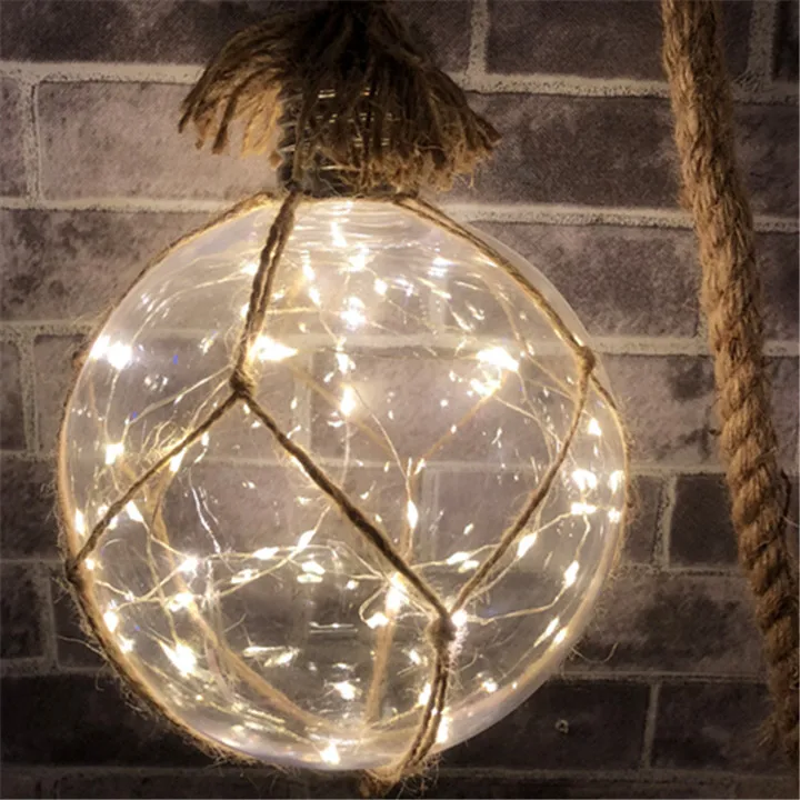 Planet Рождественские огни лампы из медной проволоки с отделкой из пеньковой веревки и украшениями круглой формы; Огни