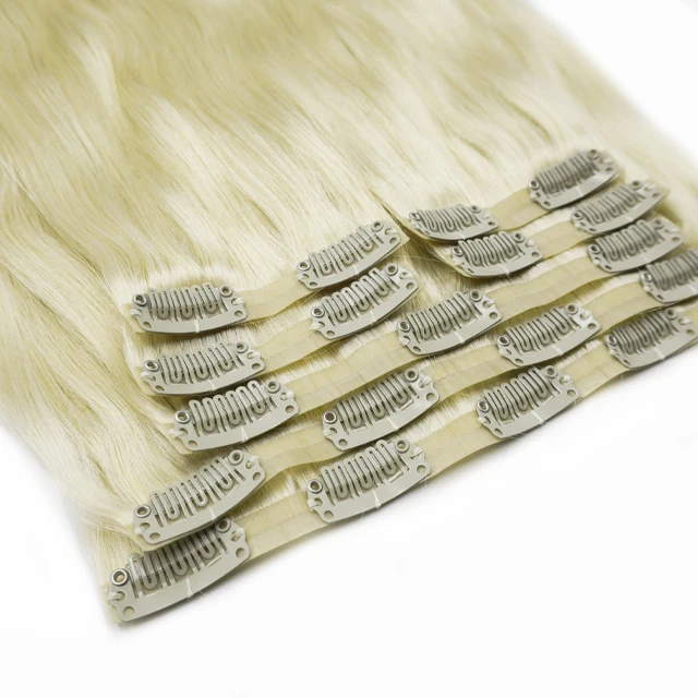 
2021 Qingdao Wave Top Quality 100% Brazilian Virgin Cuticle Remy Human Hair Extension Seamless Double PU Clip in Hair Extension 