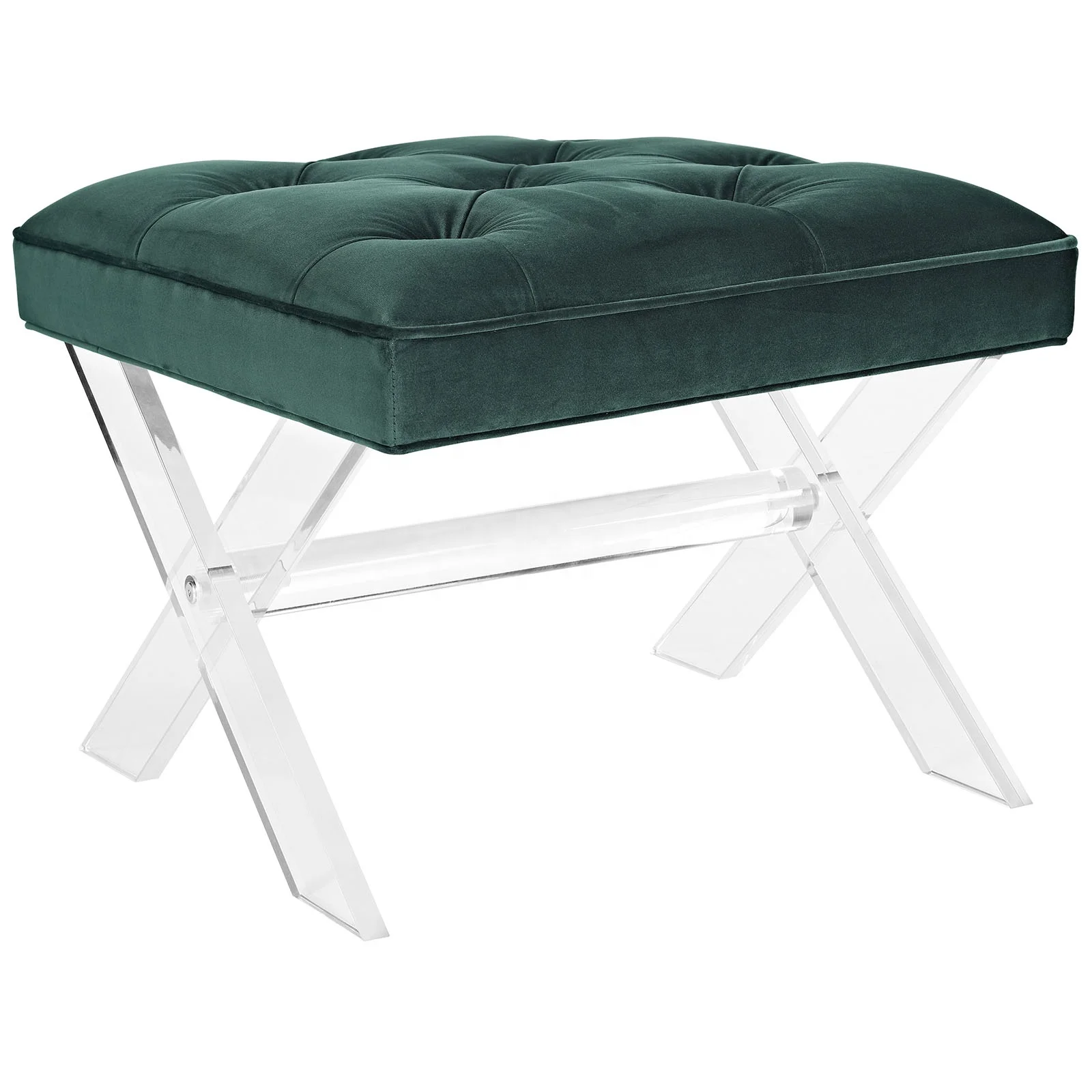 Gold Supplier Production Transparent  Foldable Acrylic Stool With Cushion