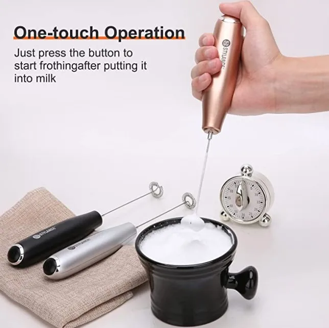 Handheld Foam Maker for Lattes - Battery Operated One - Button Whisk Drink Mixer for Coffee, Mini Foamer for Cappuccino, Matcha