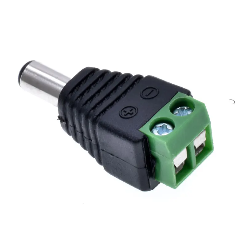 Professional 5.5 X 2.1mm DC Screw Terminal Plug Connector, Barrel 12V DC Power Jack Connector Adapter, 2 Pin Male Plug