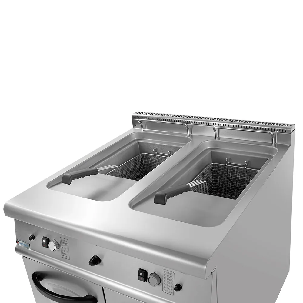 2*18L Gas Double Deep Fryer Machine Commercial Freestanding Gas 2 Tank Fryer With Cabinet Commercial Fryer