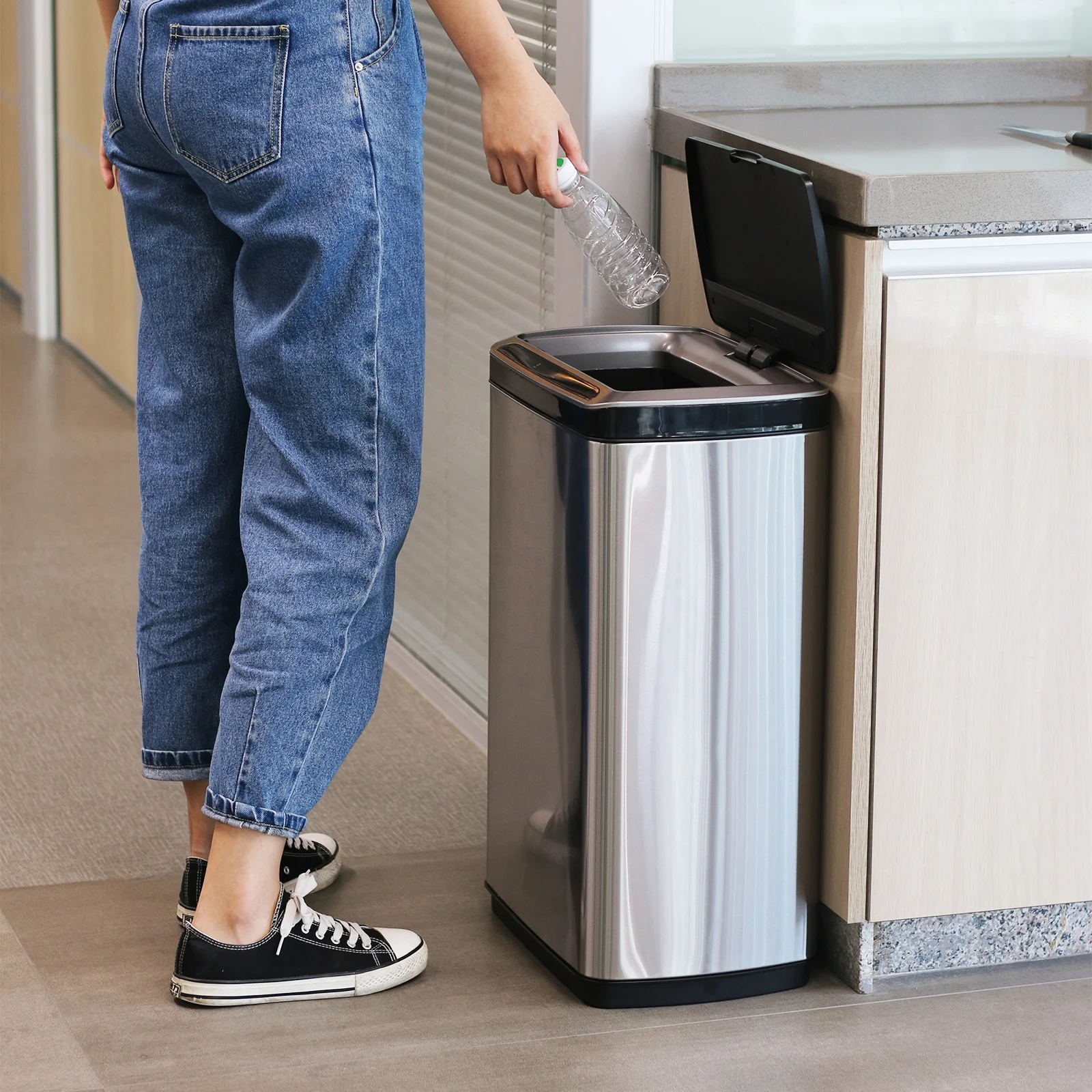 50l Smart Waste Bin Stainless Steel Trash Can Smart Bin Trash Can Motion Trash Can Kitchen Garbage Bin