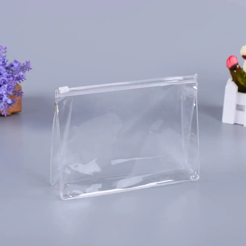 Custom Logo Transparent Packaging Zipper Bag With Bottom Plastic Cosmetic Pouch PVC Slider Zip Lock Bags Clear