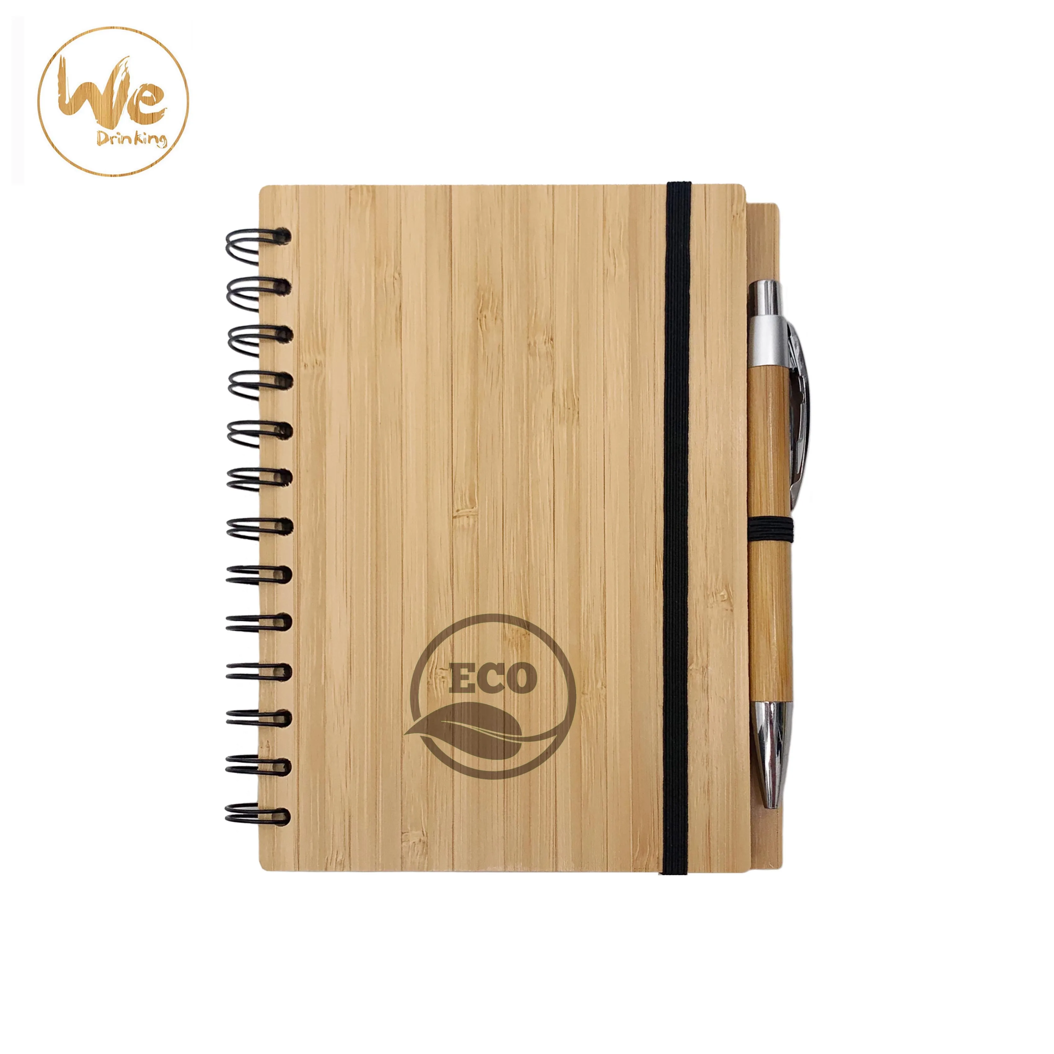 No MOQ eco friendly recycled paper  notebook custom bamboo journal diary with bamboo pen