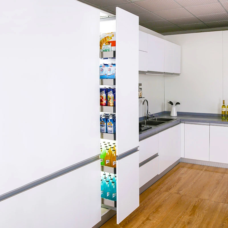 Factory high quality kitchen storage unit soft closing tall pull out pantry basket Kitchen storage