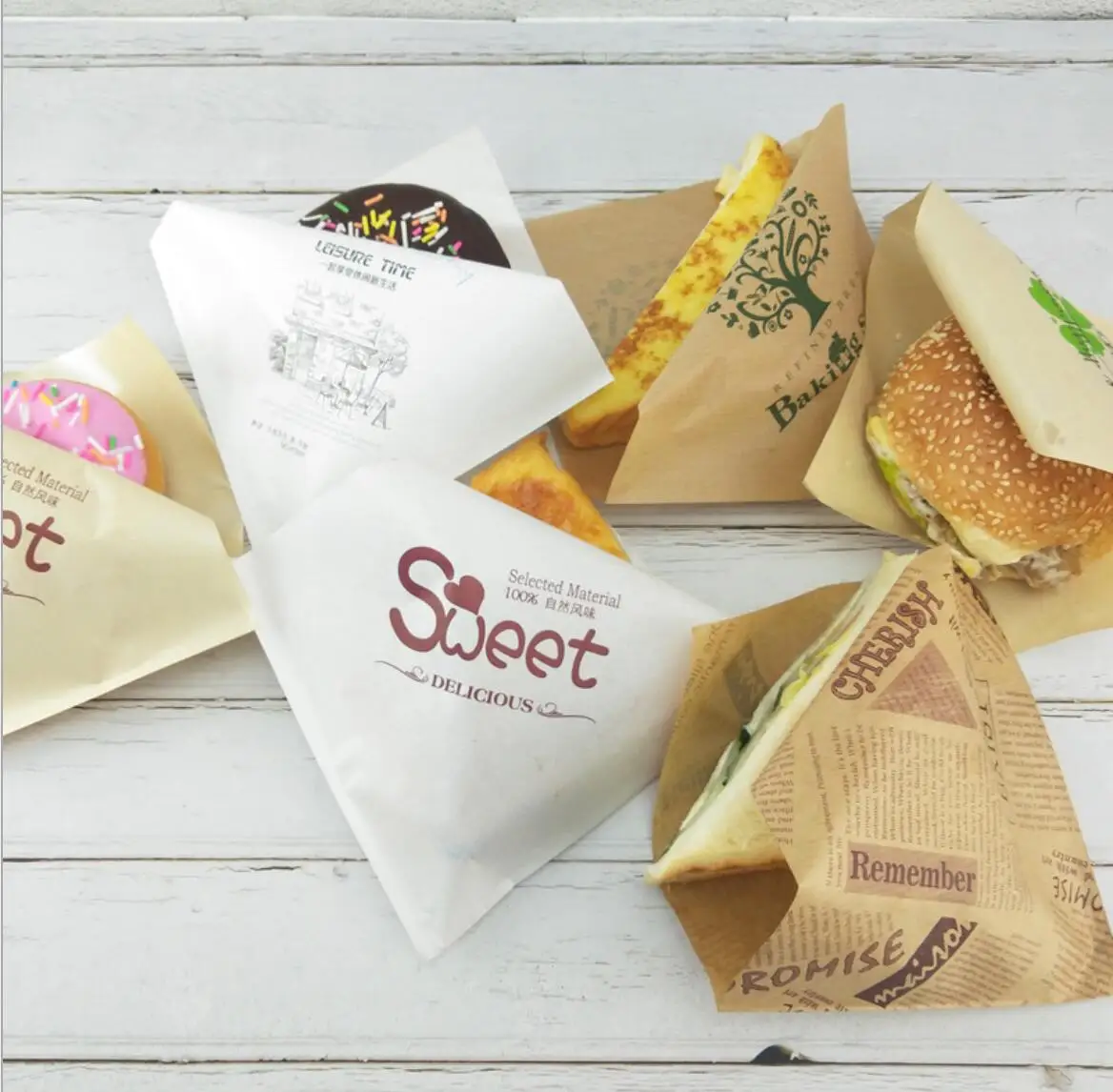 Restaurant Personalized Bread Donuts Pie Burger Fast Food Paper Bag