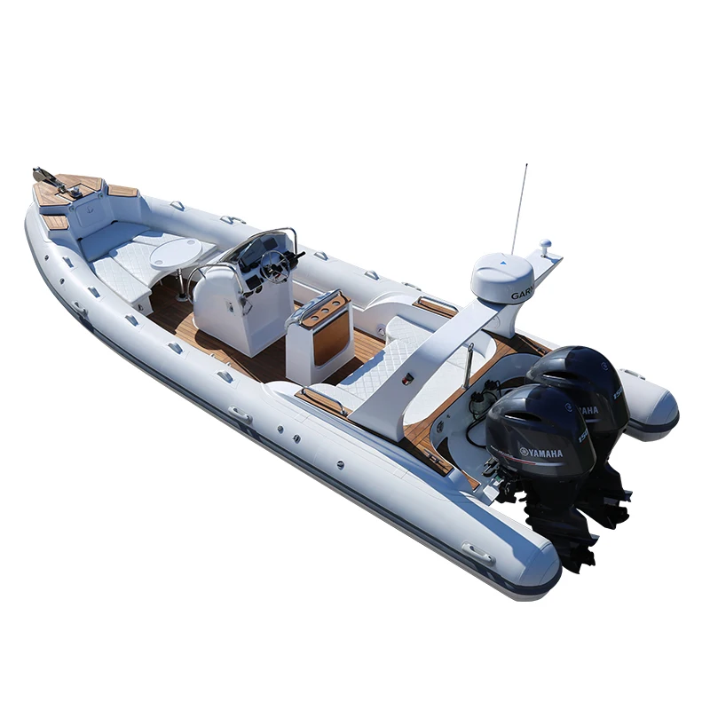 Outdoor Sports Luxury Inflatable Rib Boat with Outboard Engine PVC Aluminum & Hypalon Fiberglass Hull for Fishing
