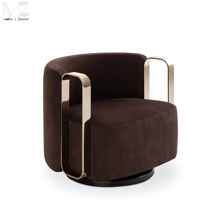 luxury relax leather leisure accent chair living room furniture metal swivel leisure modern fabric armchair living room chair