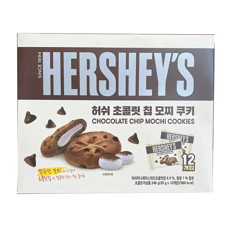 Popular Korean Snacks Wholesale Exotic Chocolate Chip Mochi Cookies 240g Soft Hershey Flavor