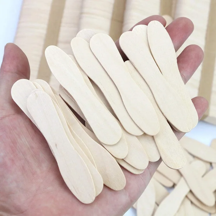 Low MOQ new wooden ice cream scoop magnum spoons/sticks with logo