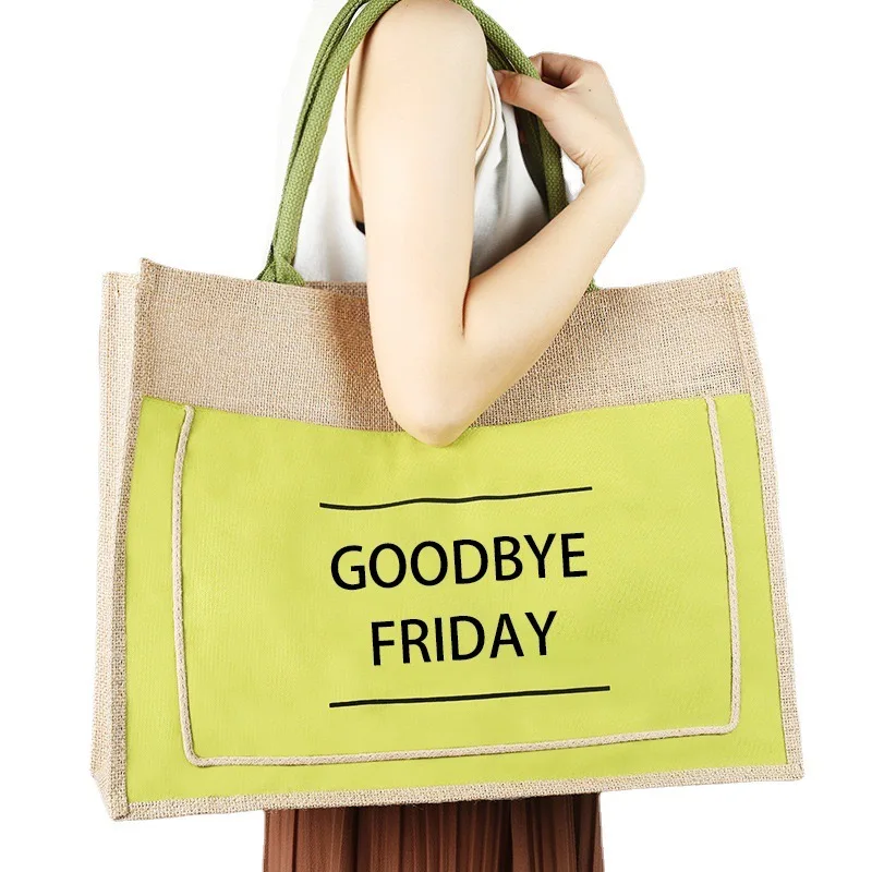 Wholesale Extra Large Customized Printed Logo Foldableeco Reusable Waterproof Shopping Jute Bag