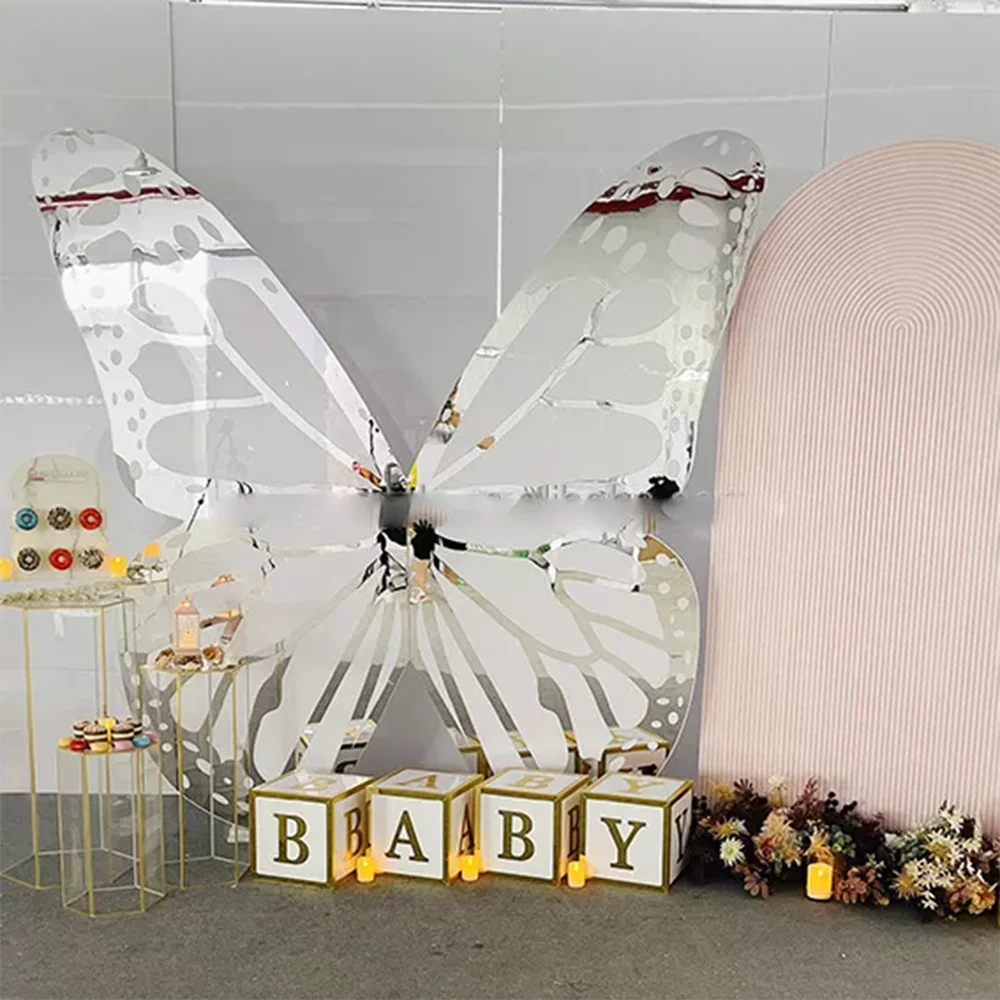 Pink Cute Wedding Butterfly Frame Back Panels Decor For Kids Party Backdrop