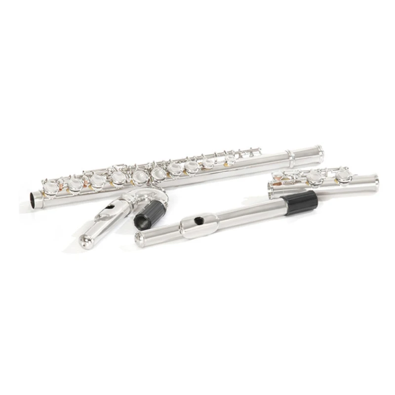 Flute Music Instrument Wholesale Pipe Bend  Kids Fiute Silver Plated Closed Holes C Tone Flute