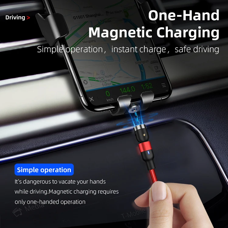 1M 3.3ft 2M 6.6ft Magnetic On Stock Phone Charger Cable 540 degree Free Rotation Magnetic USB Cable USB C Charging Cable