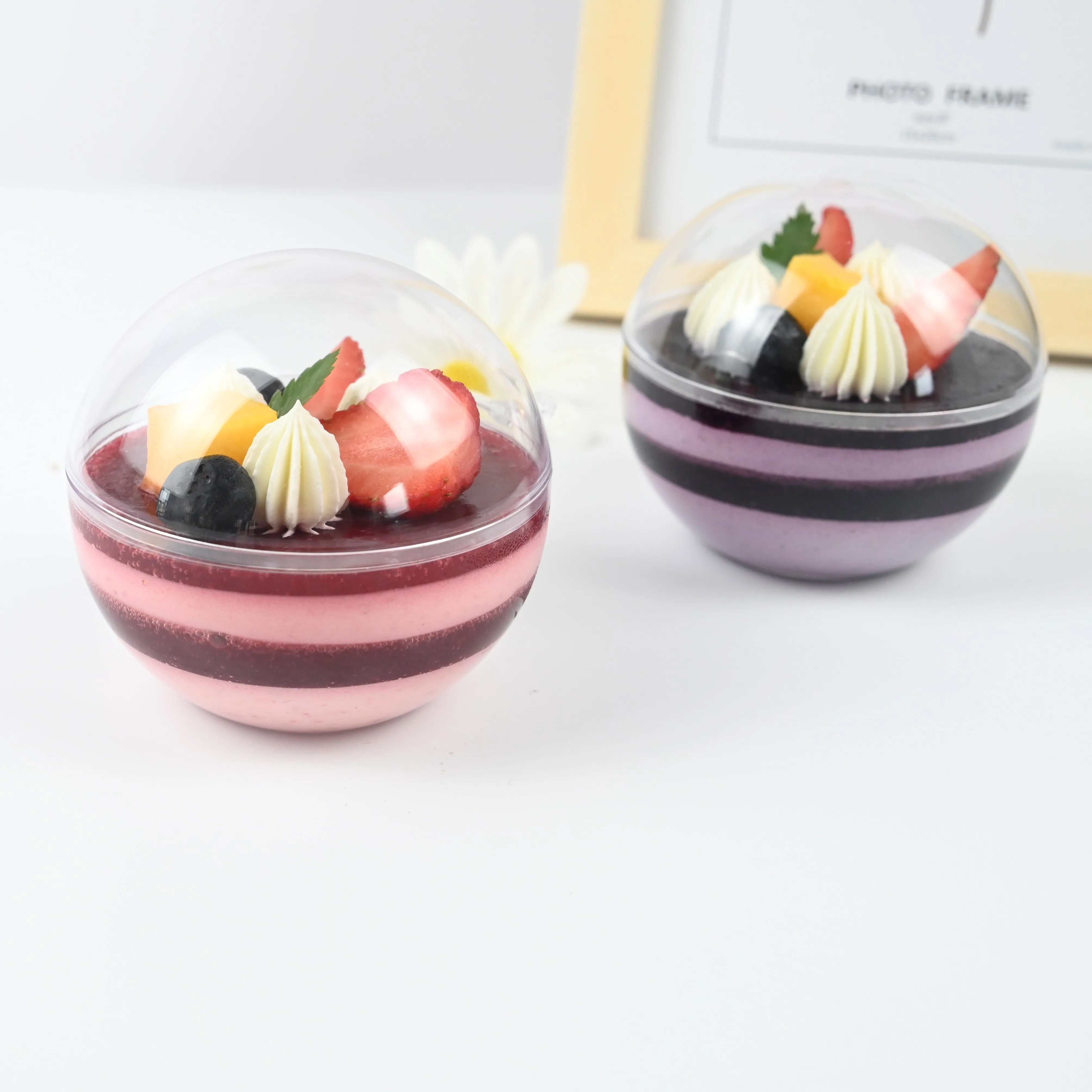 Mini Cute Round Plastic Ice cream Pudding Packaging box packing cake container pudding cup with lid cookie box plastic
