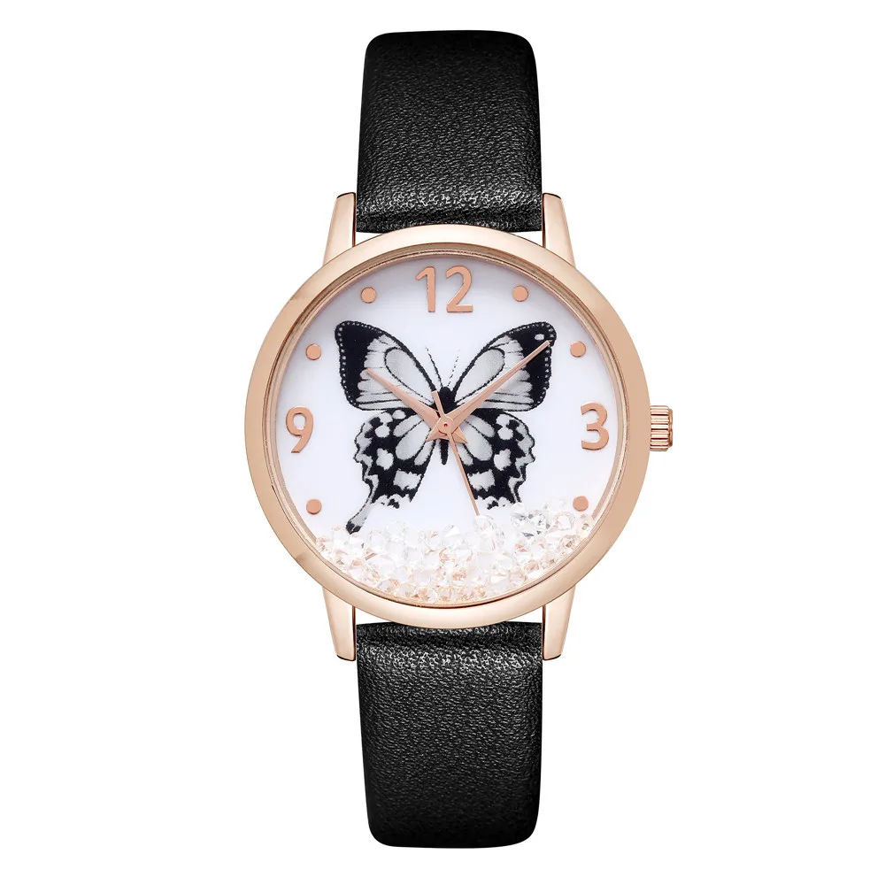 Hot popular Women Watches with bracelets Butterfly Luxury Ladies leather watches  lady fashion shenzhen wholesaler
