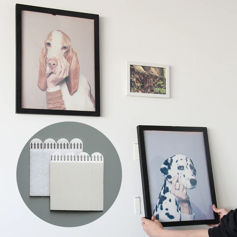 12-Pairs Picture Hanging Strips Heavy Duty Strong Bearing Capacity Damage Free Wall Removable Adhesive Hook And Loop Tape