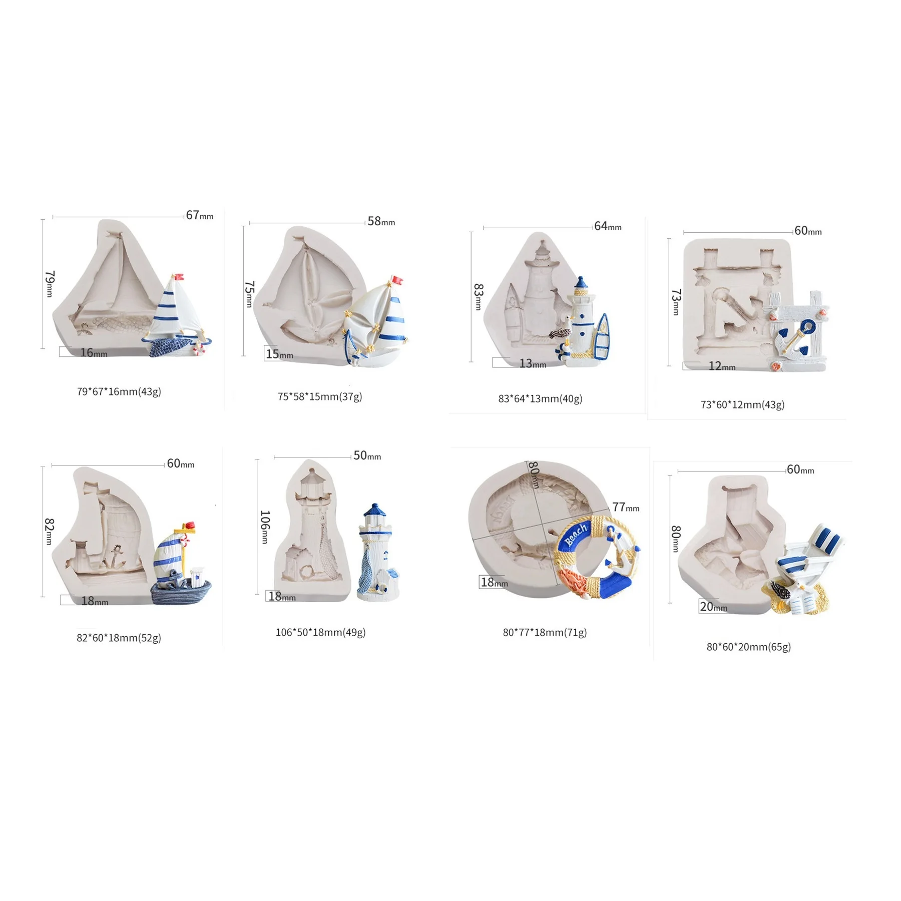 Fusimai Sailing Ship Theme Silicone Mold  Silicon Candle Mould 3D Sea Waves Sailboat Candle Molds