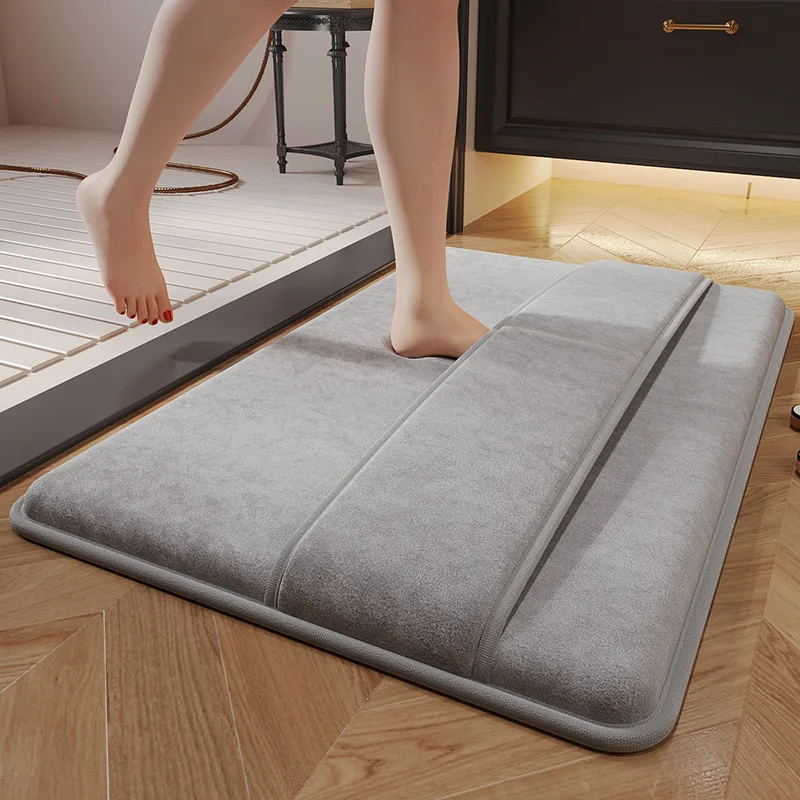 Memory Foam Bath Mat Bathroom Water-Absorbent Non-Slip Foot Mat Bath Wipe Foot Mat Back Erasable