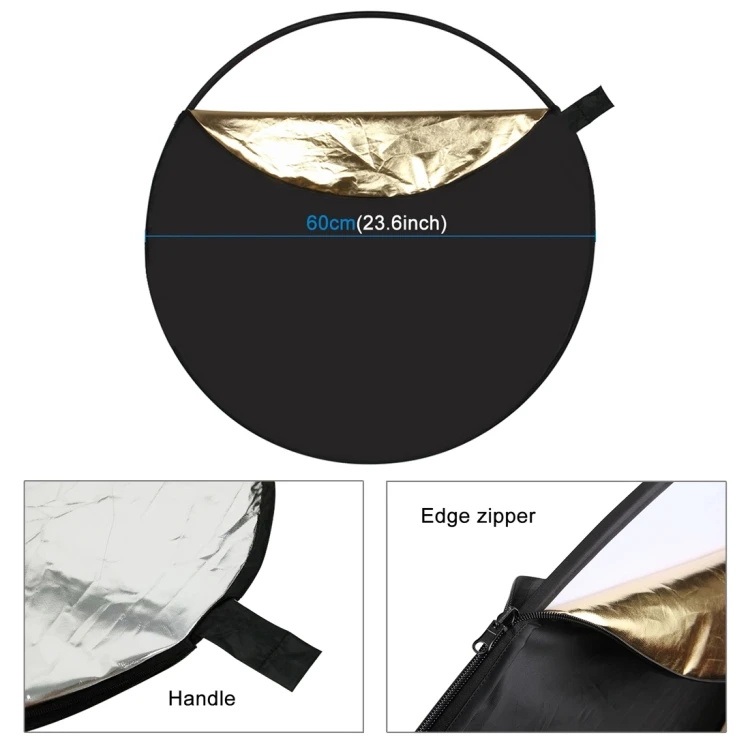 Professional 60cm Camera Flash Light Reflector Disc 5 in 1 Interface Color Photography Studio Reflector