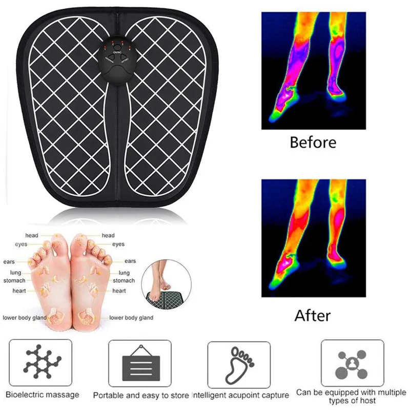 
EMS Foot Massager Portable Electric Foot Massage Mat Adjustable 6 Vibration Modes 10 Frequency Feet Muscle Massage Machine 