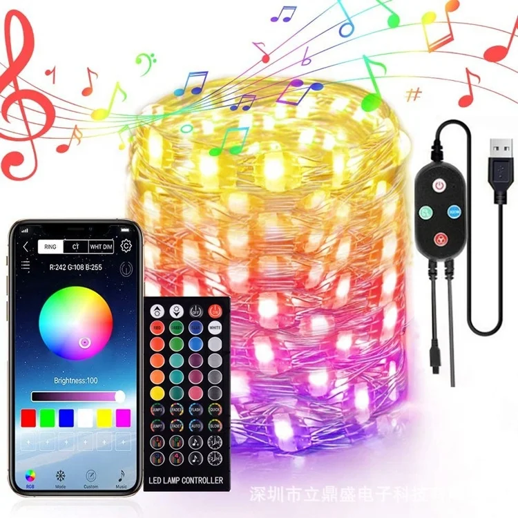 Уличная Водонепроницаемая гирлянда RGB с Bluetooth светодиодная дистанционным управлением музыка синхронизация изменение цвета на