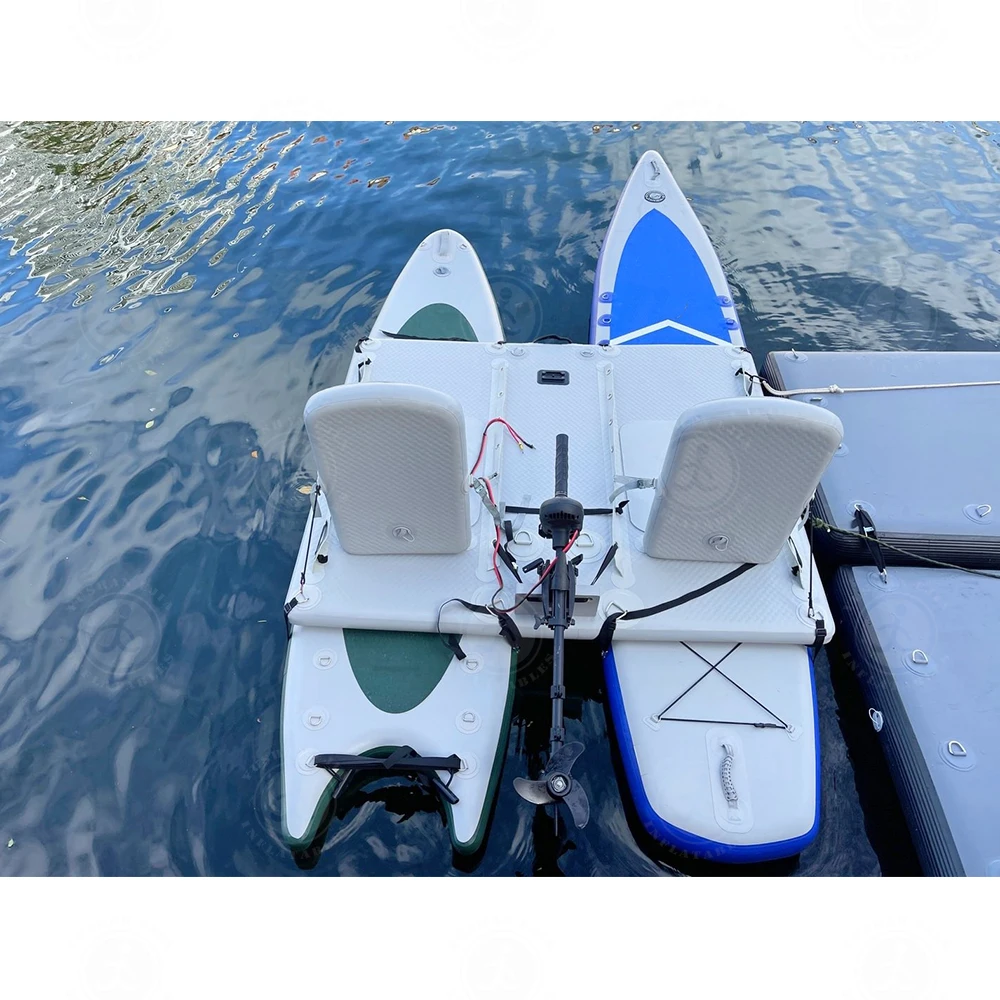 Water Play Equipment Paddle Drive Catamaran Fishing Gear Double Seat Inflatable Double SUP Catamaran boat