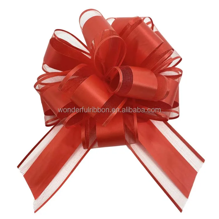 Diy Accessories Plastic Ribbon Pull Bow Flower Wrappers For Wedding Car Bows Red Birthday Decoration Gift Packing Printed Bow