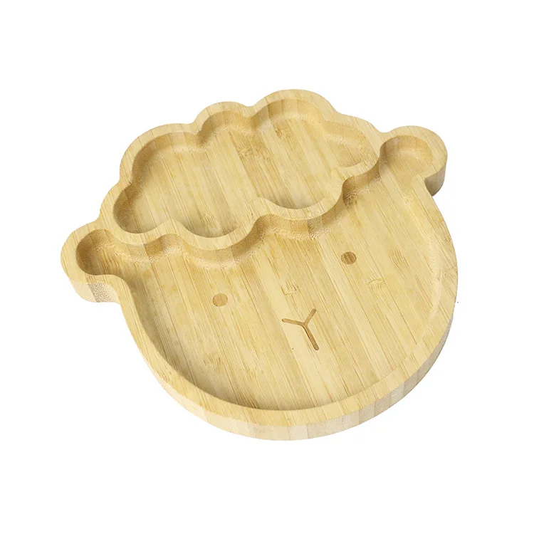 Wholesale Custom Logo Home Toddler Bamboo Suction Plate Baby Food Dish Feeding Plate