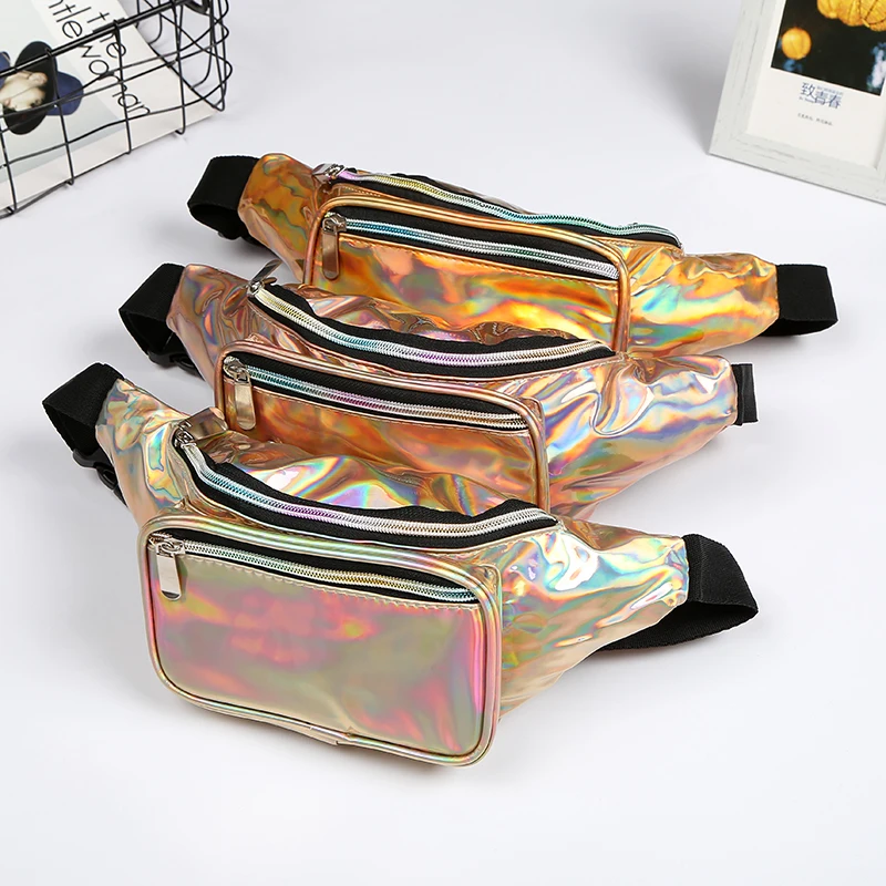 Holographic Fanny Pack Custom Waist Bag Money Phone Belt Bum Bag  Laser Adjustable Belt Party Sling Bag