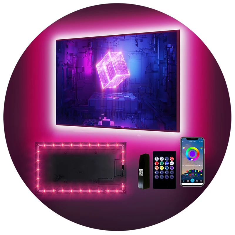 15ft 5V 4.5m LED Backlight Indoor Video Game Display RGB Decor Bar Smart App LED Flexible Strip Lights for TV Studio