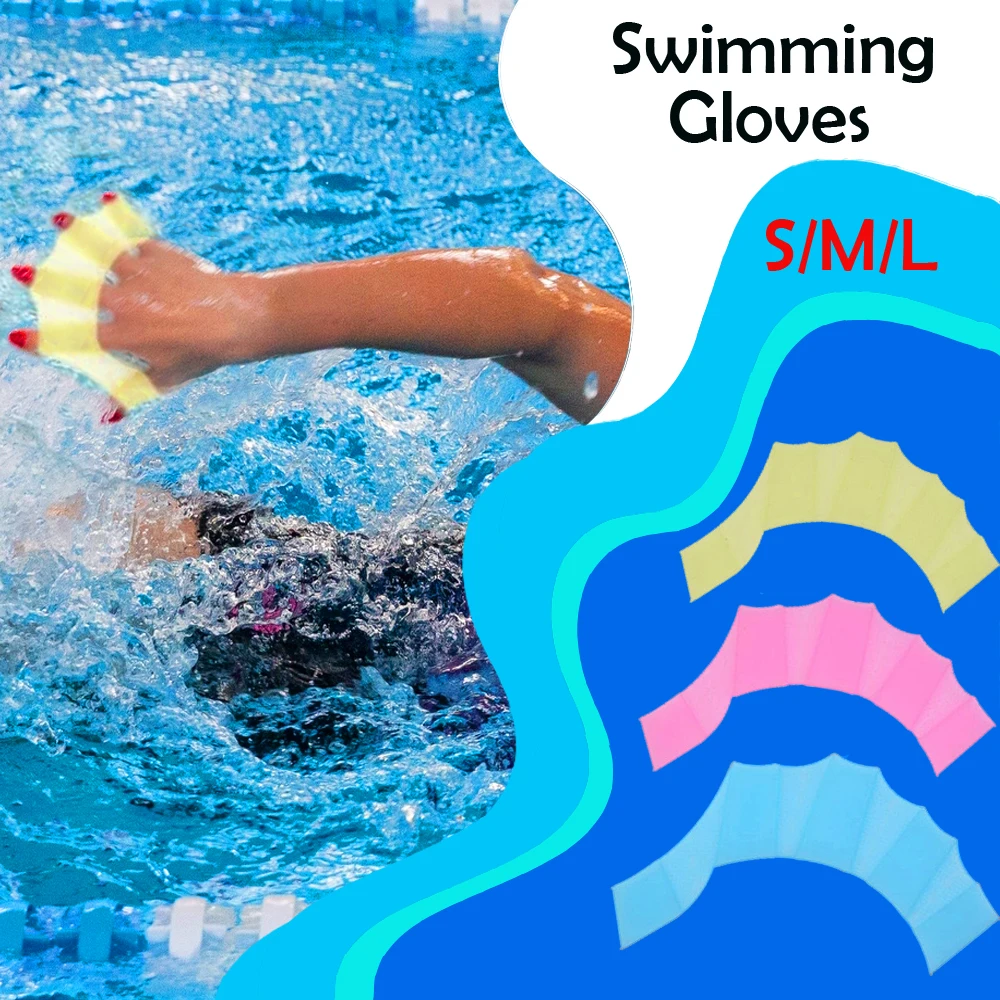 Silicone Swimming Gloves Swimming Finger Webbed Gloves Flippers Fins Paddle Frog Hand Swimmers Web Training Paddles Swim Webbed