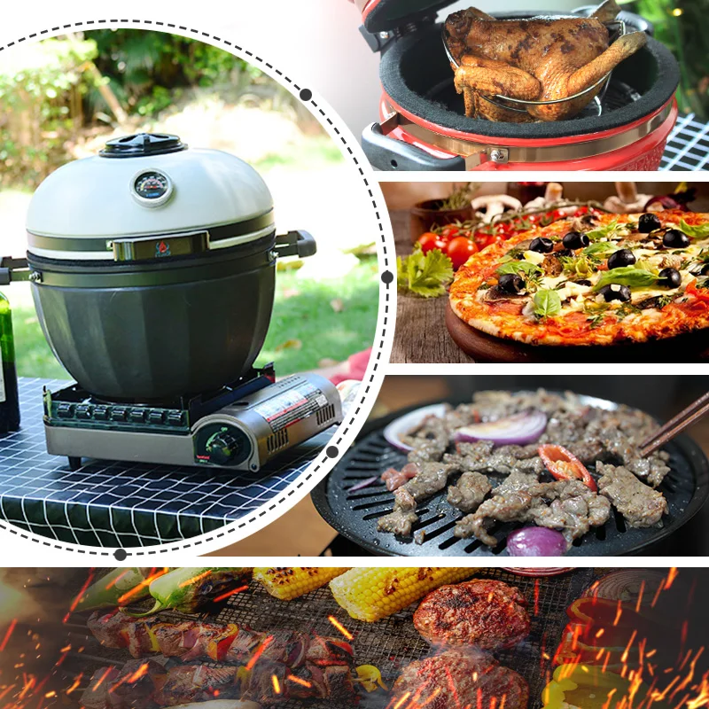 Уличный портативный керамический японский гриль kamado для барбекю с зелеными