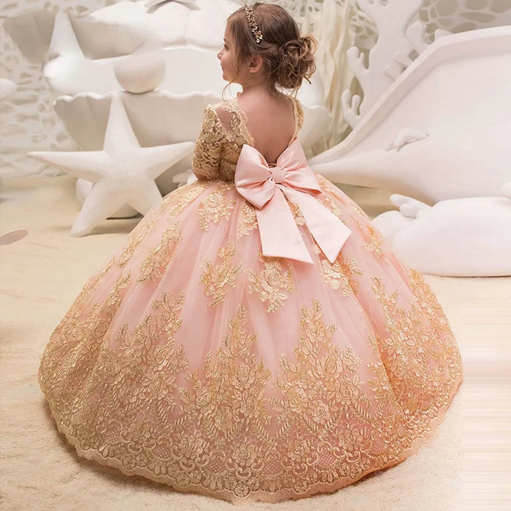 pink girls birthday party dresses kids ball gowns dress for little girls