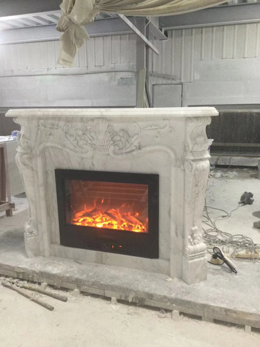 good quality Interior Marble Fireplace Mantel Surround Decoration White Marble Fireplace Mantel