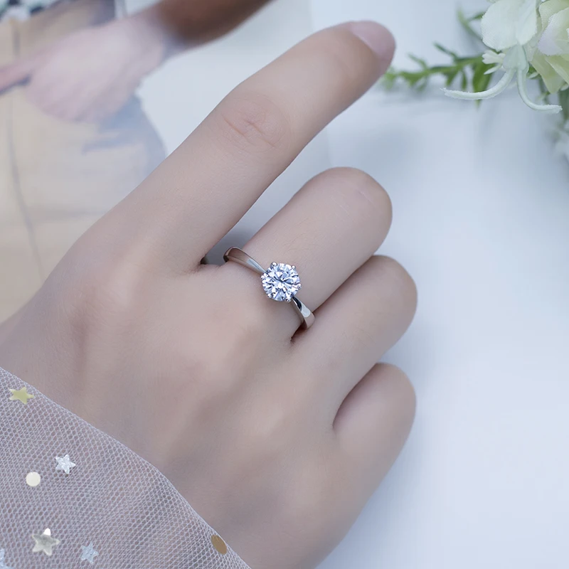 MS-533 Round Cut AAA AAAAA CZ Stone Customized 925 Silver Solitary Ring