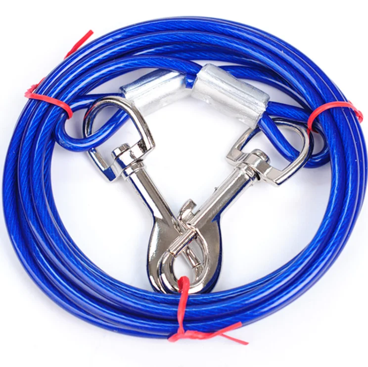 Hot selling outdoor double-headed swivel wire leash for dog rope pile bolt pet chain iron chain fixed rope pet traction rope.