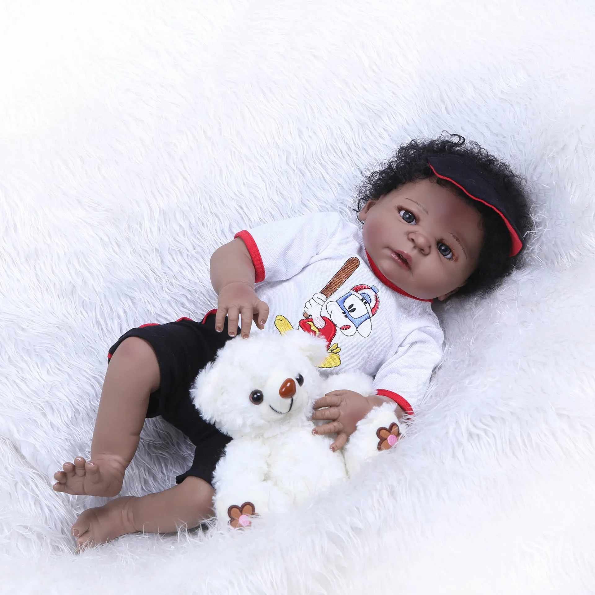 Африка Bebe reborn Menina de silicone baby doll реалистичные для новорожденных