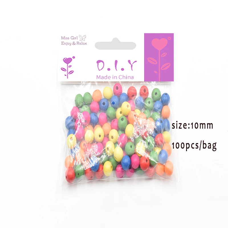 High Quality Round Colorful Handicraft Decoration Supplies Craft Beads Wood Accessories Crafts