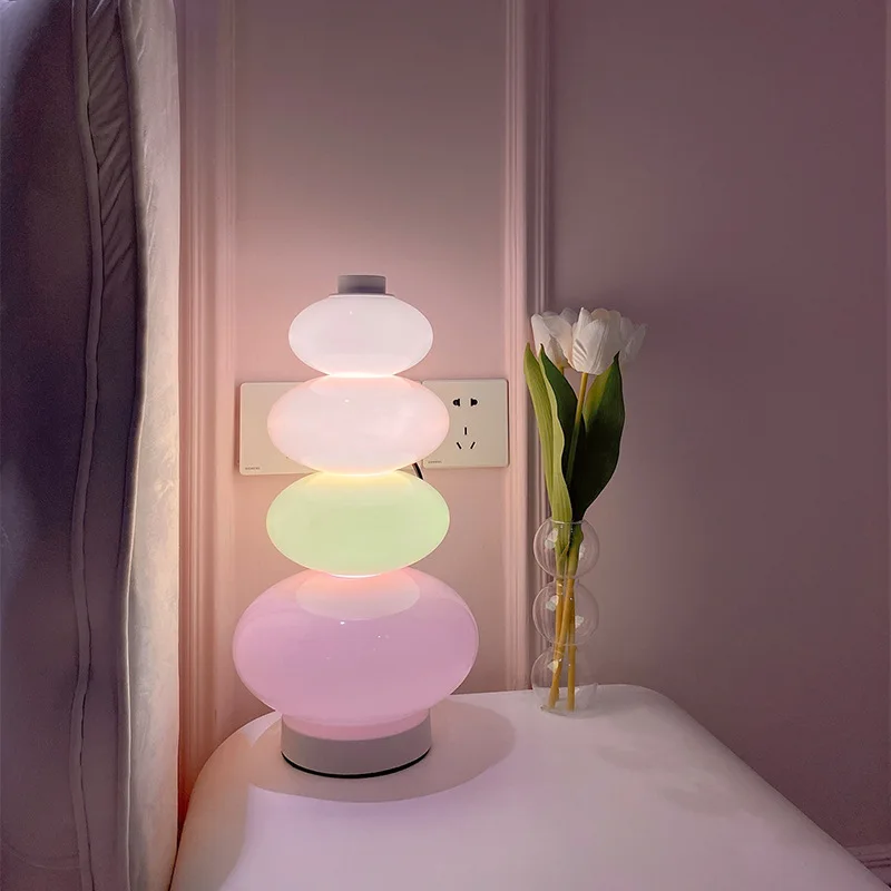 Modern fashion candy cute led iridescent table lamp girly gift macaron colorful decorative desk lamp