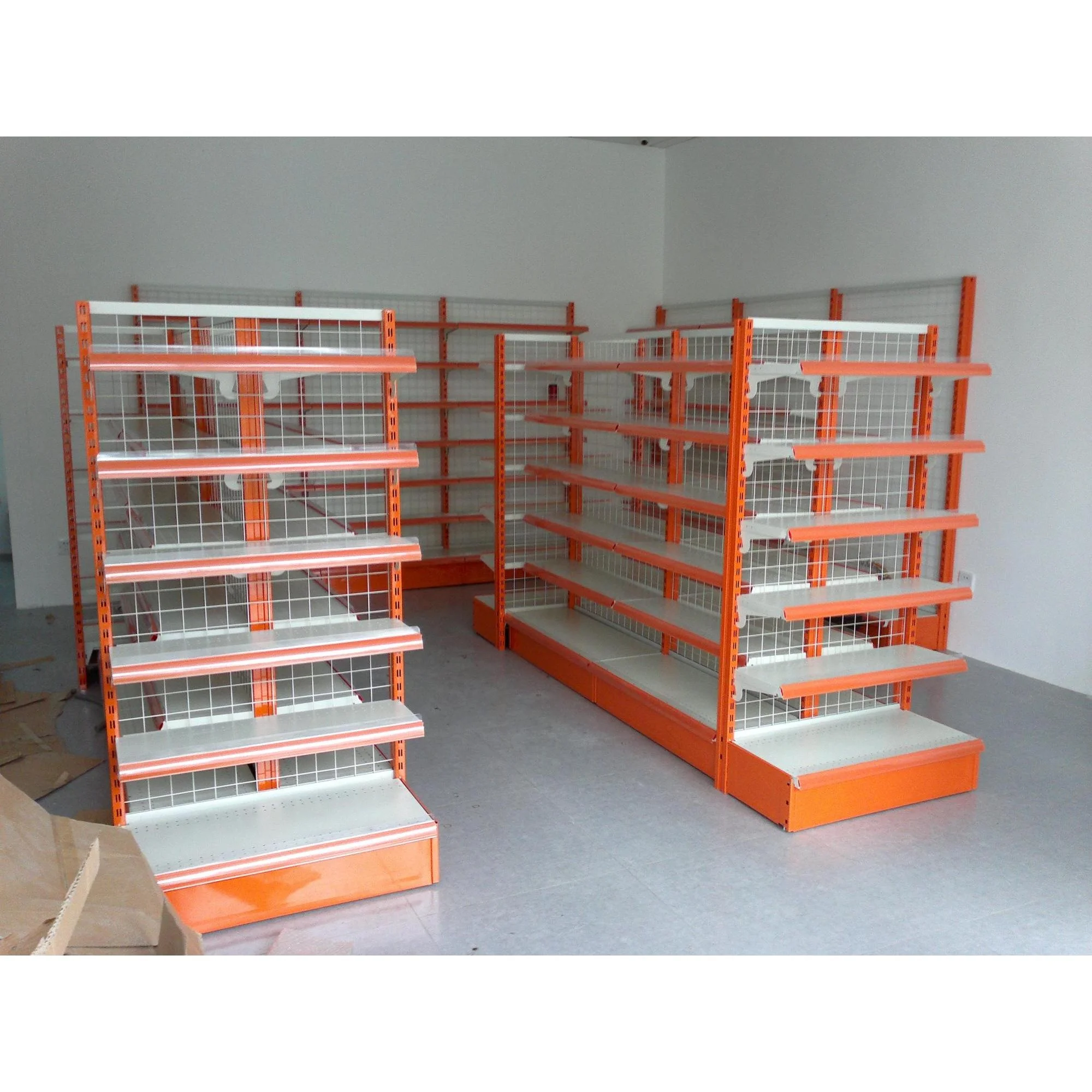 light duty metallic store fixture shop fitting gondola shelving