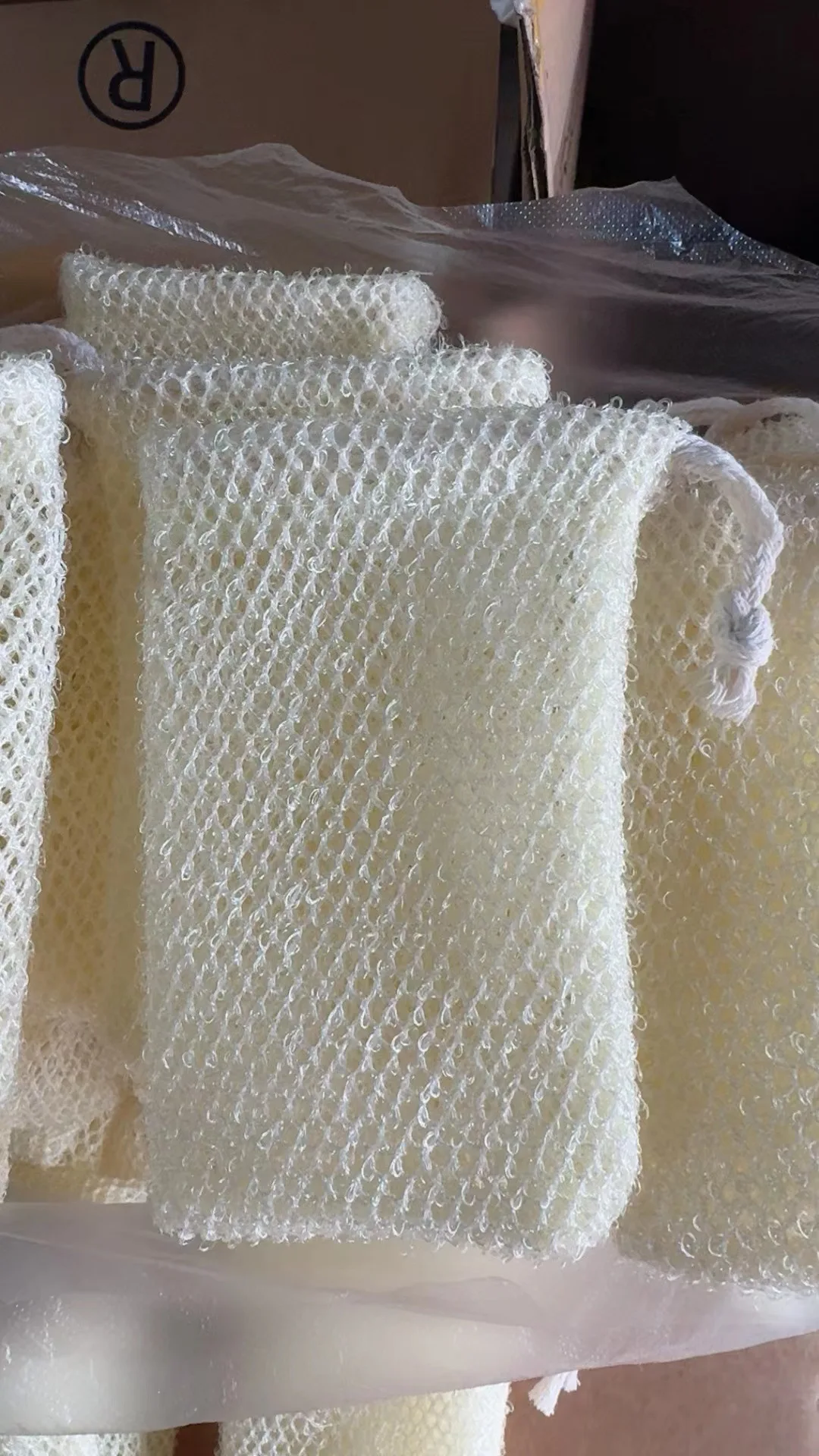 Cotton Linen Natural Bath Bag with Nylon Brush Sisal Bubble Net String for Body Application Bath Brushes Sponges & Scrubbers