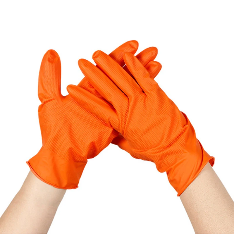 C57 Diamond Synthetic Yellow Nitrile Gloves Yellow  Food Grade 9 mil Orange Nitrile Gloves
