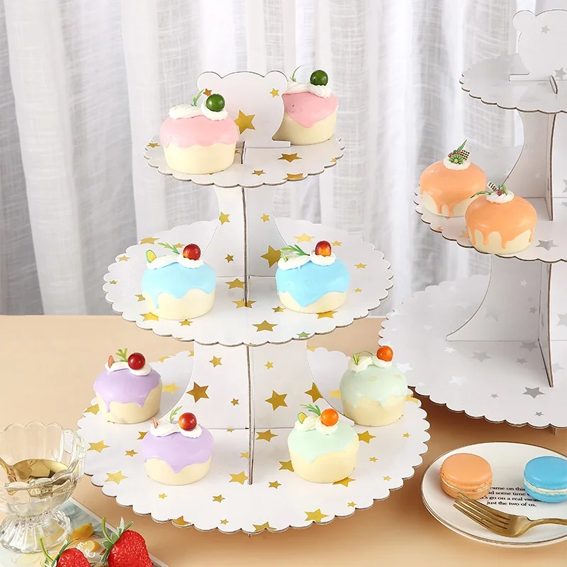 3 Tier Paper Cake Stands Wholesale Cardboard Sandwich Cupcake Stand