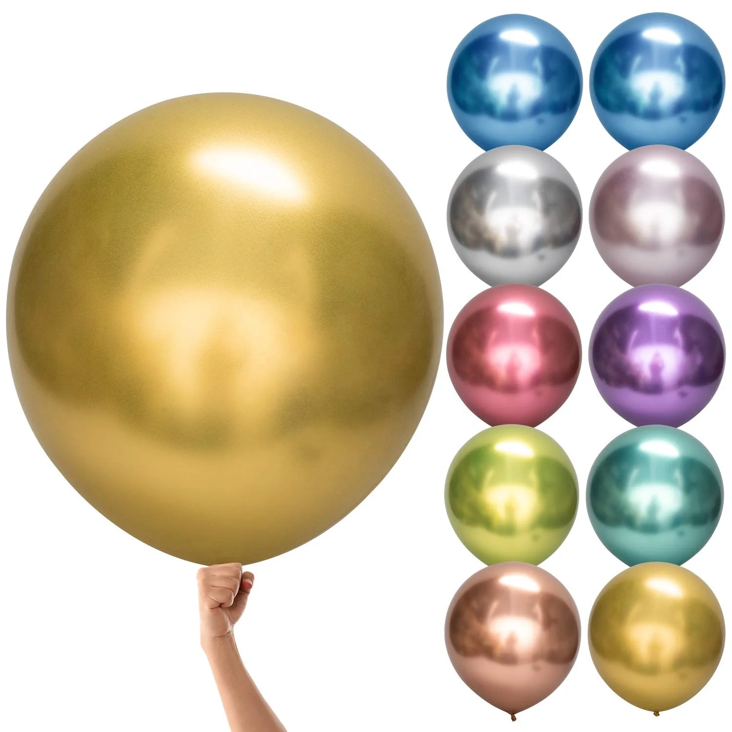 Shuian 18 inch 10 pcs metallic balloon party supplies decorations set birthday event decoration wedding thickened chrome balloon