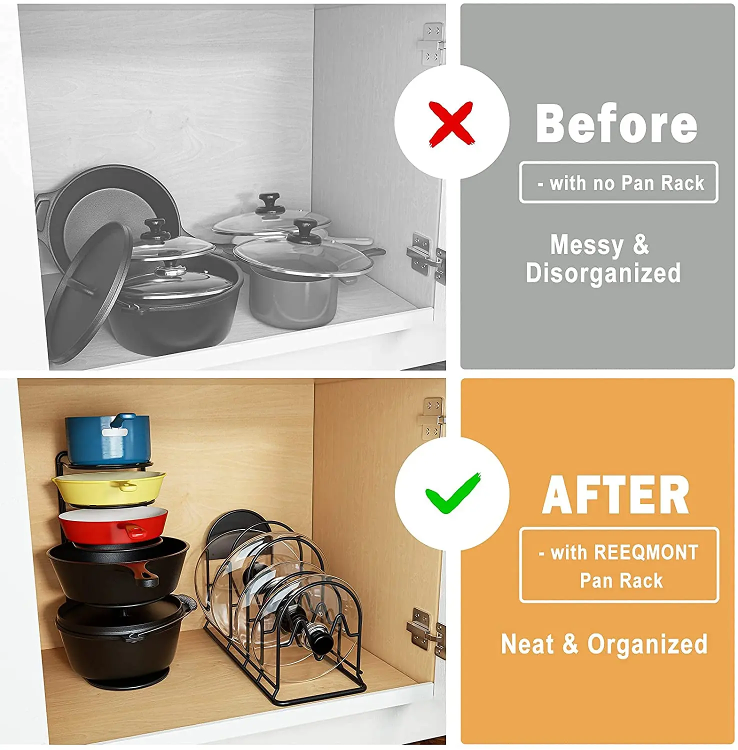 Pot Rack Organizer 2 Pack 5 Tier Heavy Duty Pan Holder Cast Iron Skillets Storage Rack