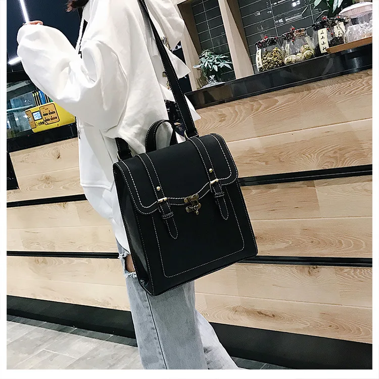 New fashion pu leather backpack for women waterproof leisure student bagpack lady crossbody bag